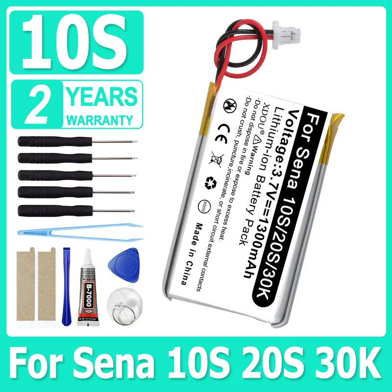 

Аккумуляторная батарея большой емкости 1300 мАч для беспроводной гарнитуры Sena 10S 20S 30K для мотоциклов + бесплатные инструменты
