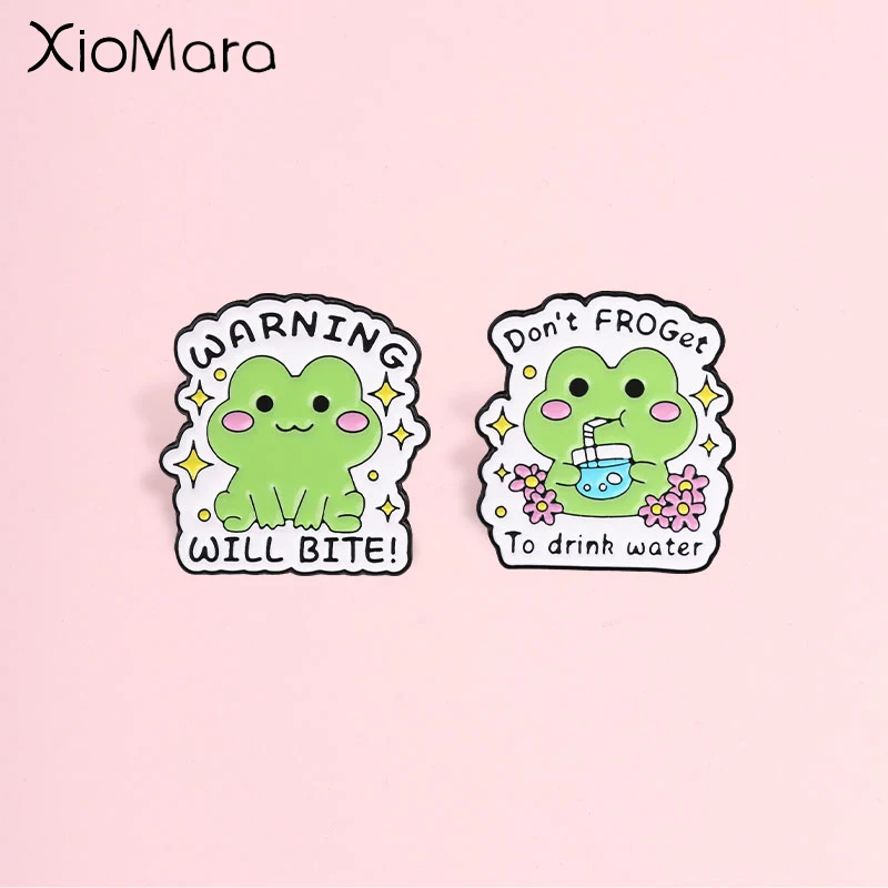 Cute Cartoon Smile Frog Badge, Funny Pun Text Quote Enamel Pin, Fashion Clothes Backpack Accessory, Lovely Gift for Frog Lovers