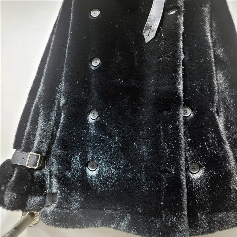 WTHT جديد عصري المرأة تقليد المنك الصوف وهمية الفراء معطف دافئ 2025 الخريف موضة الوقوف طوق طويلة الأكمام سترة الإناث 1LS2695