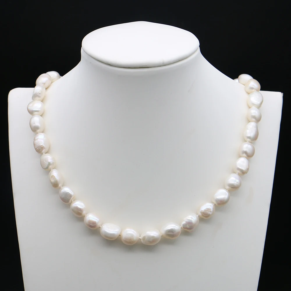 Irregular Shape Straight Hole Two-Side Polished Natural Freshwater White Pearl Necklace Jewelry Gifts Matching Clothing and Bags