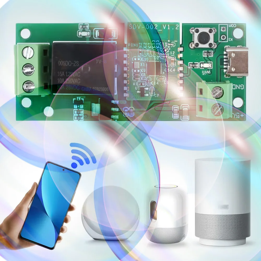 

Модуль реле Wi-Fi/Bluetooth Pro с 1 каналом, 5В-32В, совместимый с приложением eWelink, Type-C, с функциями импульсного включения и самоблокировки