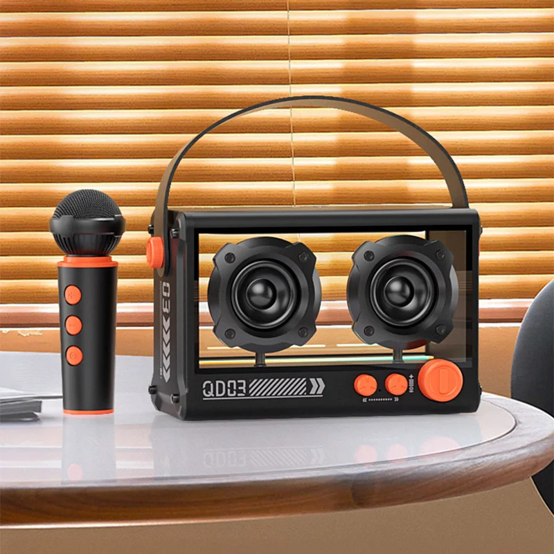 10W Karaoke 5.3 Bluetooth Speaker Protable 5H Play Time Sound Box With Mic TWS Pairing 1500mAh Battery For Home Singing Camping