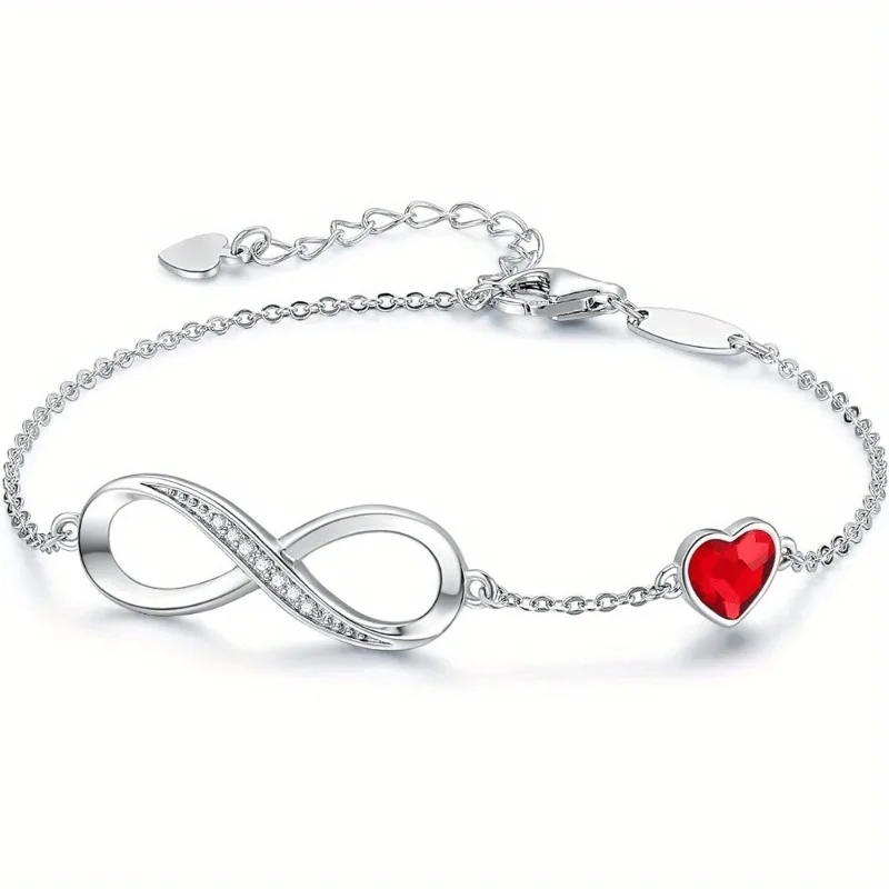 Infinity Heart Symbol Charm Link Bracelet for Women Adjustable Anniversary Jewelry Birthday Gifts for Women Wife Girlfriend He