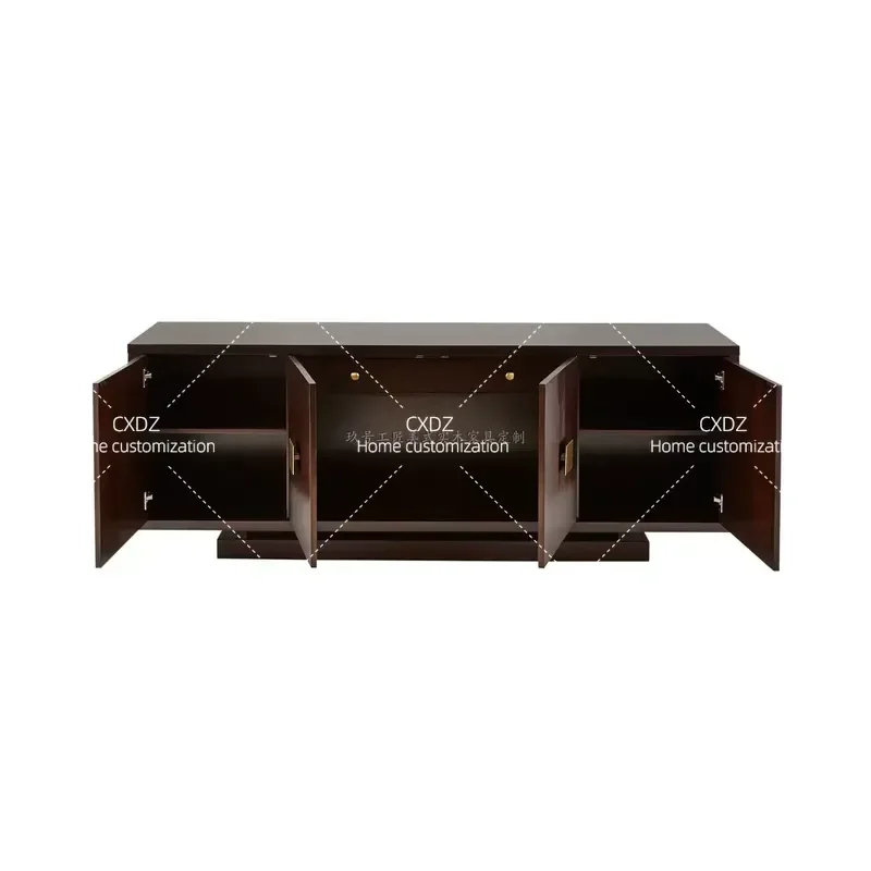 Neoclassical Solid Wood TV Cabinet Custom Living Room Floor Storage Locker Furniture Modern Home Entertainment Center Unit