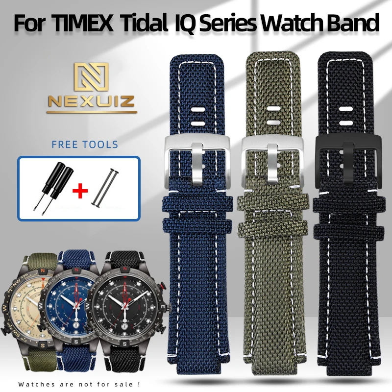 Raised Interface Nylon Strap For Timex Tide Series T2N720 T2N721 TW2T76400/300 Canvas Watch Band 16mm Waterproof Wristband Men