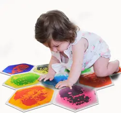Hexagon Sensory Floor Tiles , Colorful Liquid Sensory Activity Mat for Active Play and Decorative