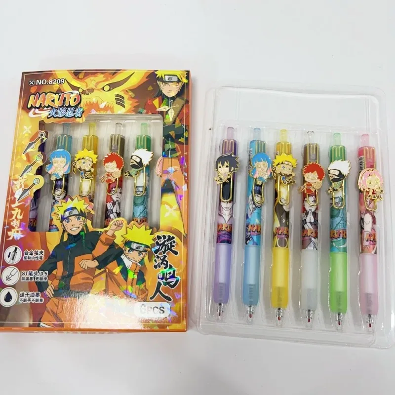Naruto Uchiha Sasuke gel pen click pen kawaii high-value metal patch boxed Japanese click signature pen black cute holiday gift