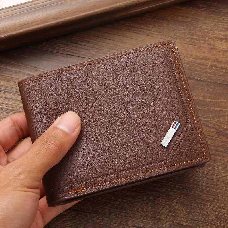

New Men's Slim Wallet Ultra Thin Horizontal Design, Large Capacity Multi-Card Holder RFID Blocking Soft Leather Business Purse