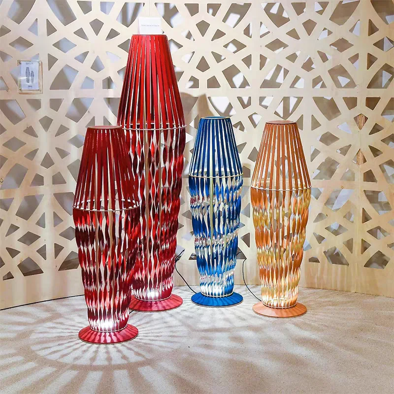 Rotating leather with table lamp, hotel living room dining room exhibition hall villa floor lamp