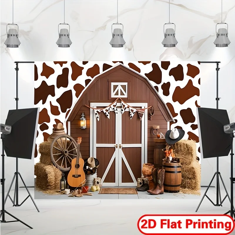 Western Cowboy Barn Tapestry Country Farmhouse Decor Rustic Ranch Theme Party Backdrop Guitar Hay Bale Boot Hat Wall Hanging