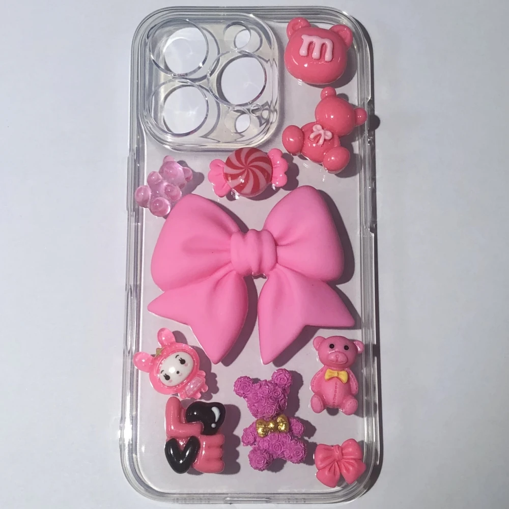 1 Set Galvaniseren Kleur Beer Liefde Boog Kers Vlinder Bloem Parel Ornament 3D Diy Junk Telefoon Case Spiegel Headset Decoratie