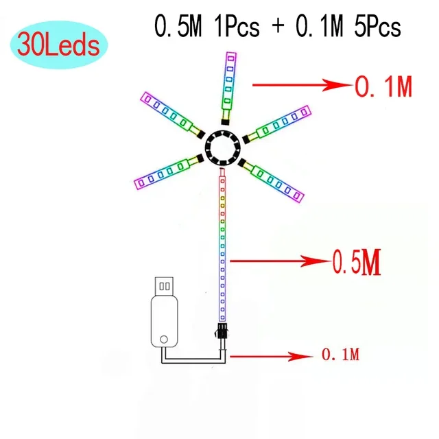 Bande lumineuse LED feux d'artifice, contrôle du son RVB, lumière de déconnexion, mariage, Noël, contrôle de la musique, kit complet, réplique de lampe météore, Ws, Sk