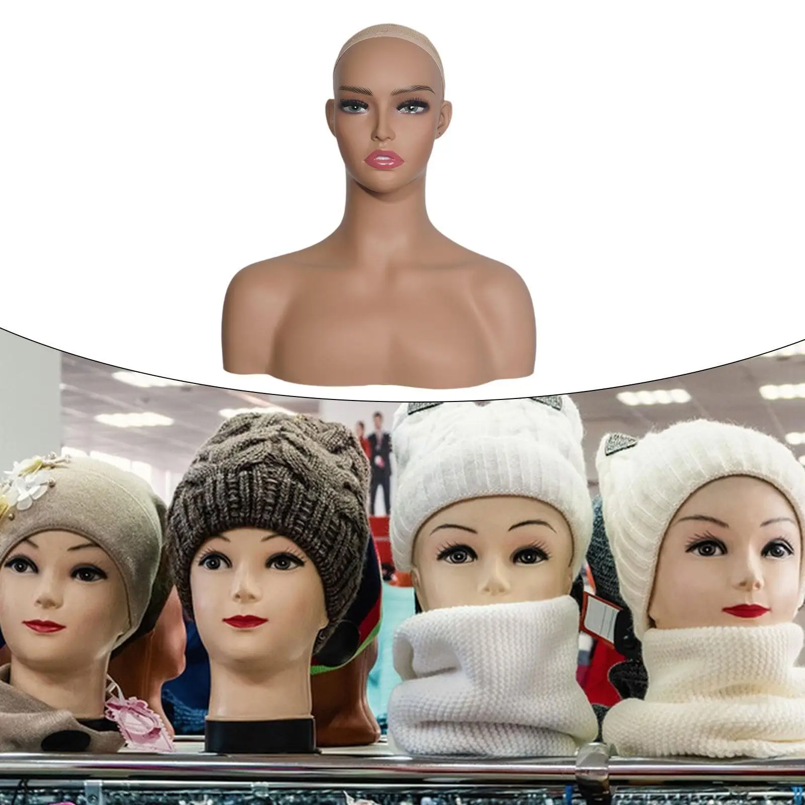 Female Mannequin Head Manikin Head Bust Wig Holder Wig Display Stand for Scarves