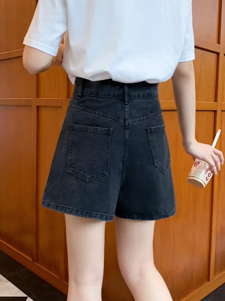 Quần Short Denim Nữ Kỳ Nghỉ Chắc Chắn Retro Đơn Giản Tất Cả Trận Đấu Mùa Hè Nữ Câu Lạc Bộ Phong Cách Học Sinh Sinh Viên Hàn Quốc Ins Bán Hipster thường Ngày Mới