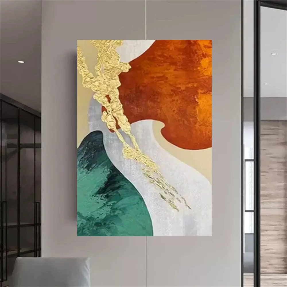 

100% Pure Hand Drawn Green Abstract Oil Painting On Canvas High-End Home Decoration Living Room Bedroom Wall Art Hanging Image