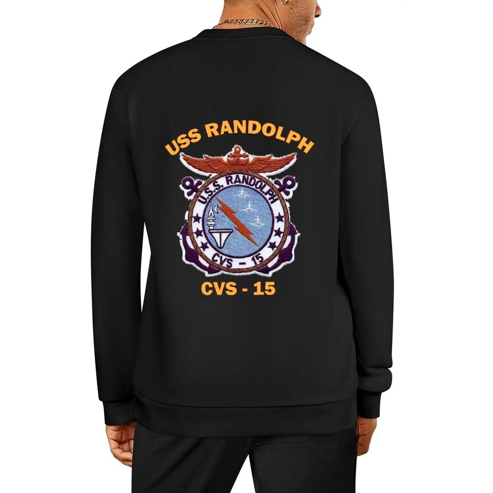 

USS Randolph (CV/CVA/CVS-15) Crest for Dark Colors Pullover mens clothes men's winter sweater men's coat blouse men's sweatshirt