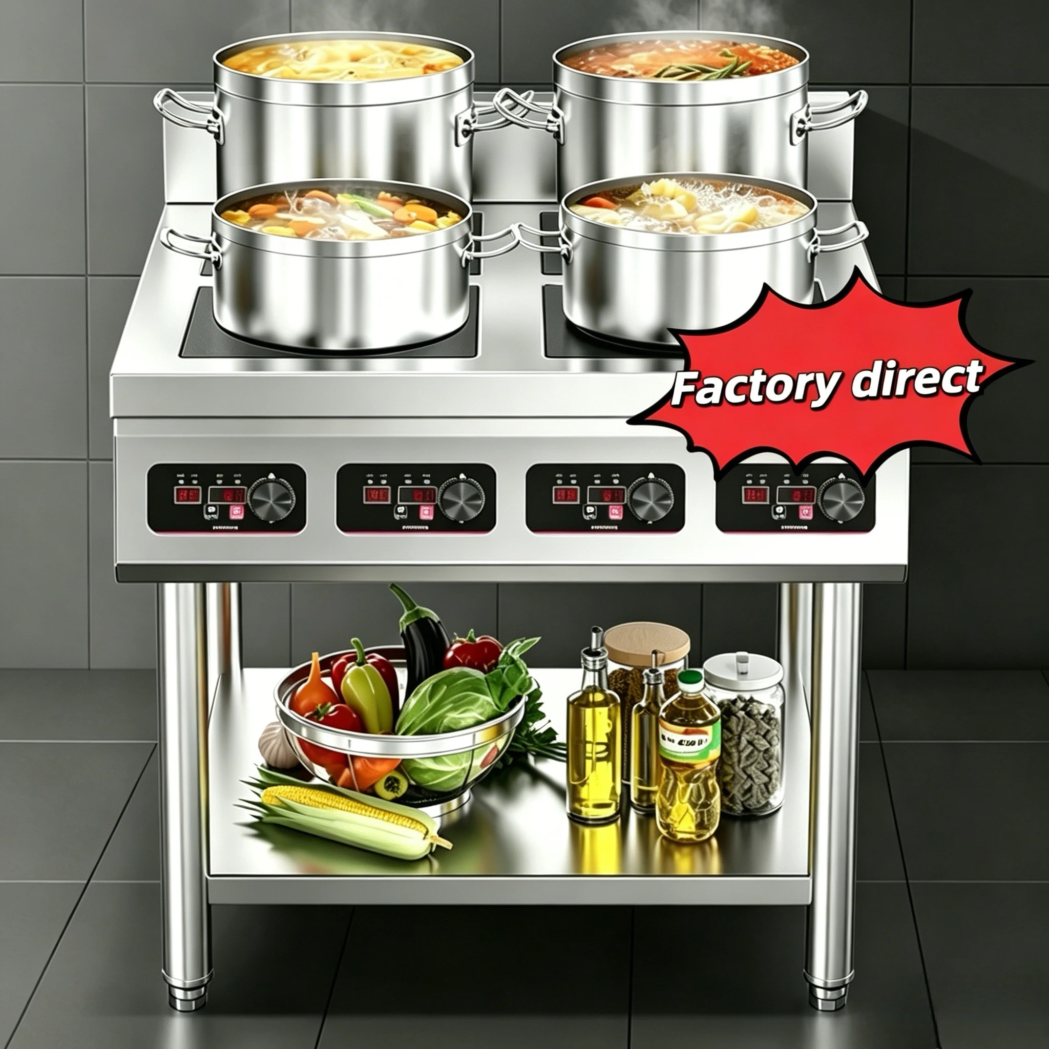 4 Head Commercial Induction Wok Stove High Power 3500W/Burner Electric Cooker For For Commercial Kitchen
