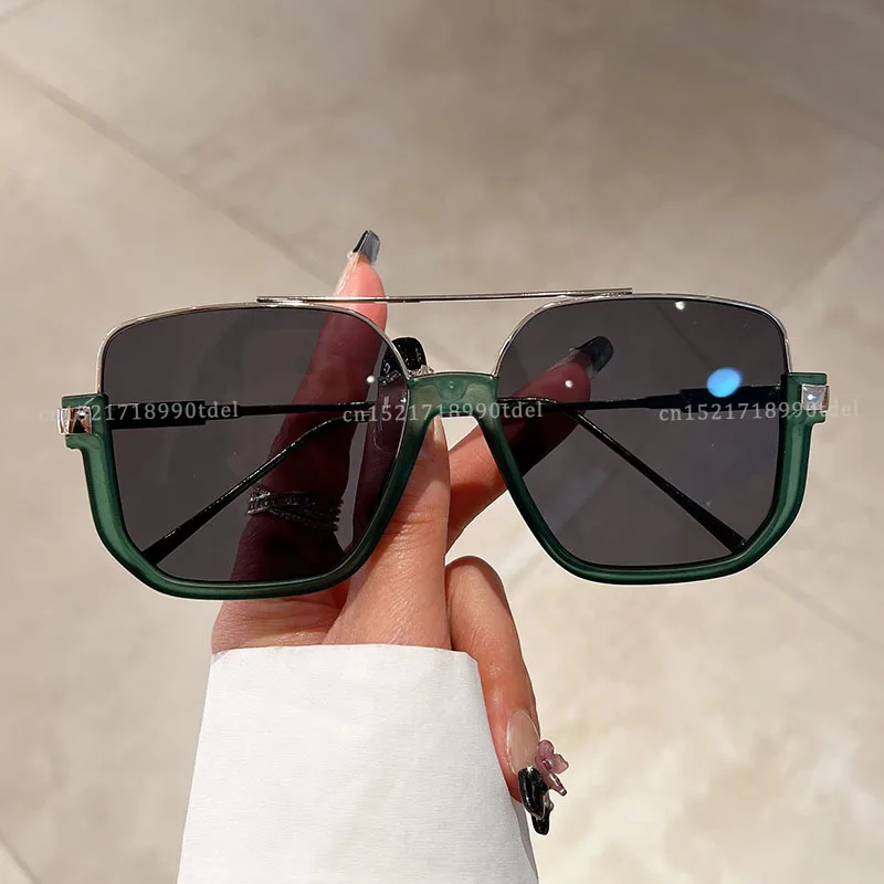 Vintage Oversized Sunglasses Fashion Men Women Square Shades Eyewear Trendy Ins Popular Brand Design UV400 Sun Glasses