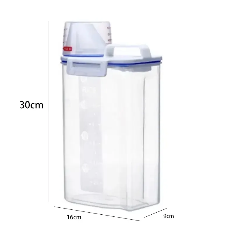 1pc Rice and Grains Food Storage Canister with Measuring Cup, Kitchen Moisture-proof and Insect-proof Dust-proof Pinzas Cocina