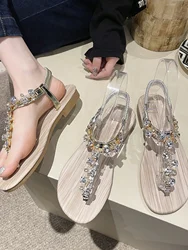 Beach Sandal Woman Luxury Large Size 2024 Summer Suit Female Beige Clear Heels Women’s Shoes Flip Flops Platform Big Black Flat