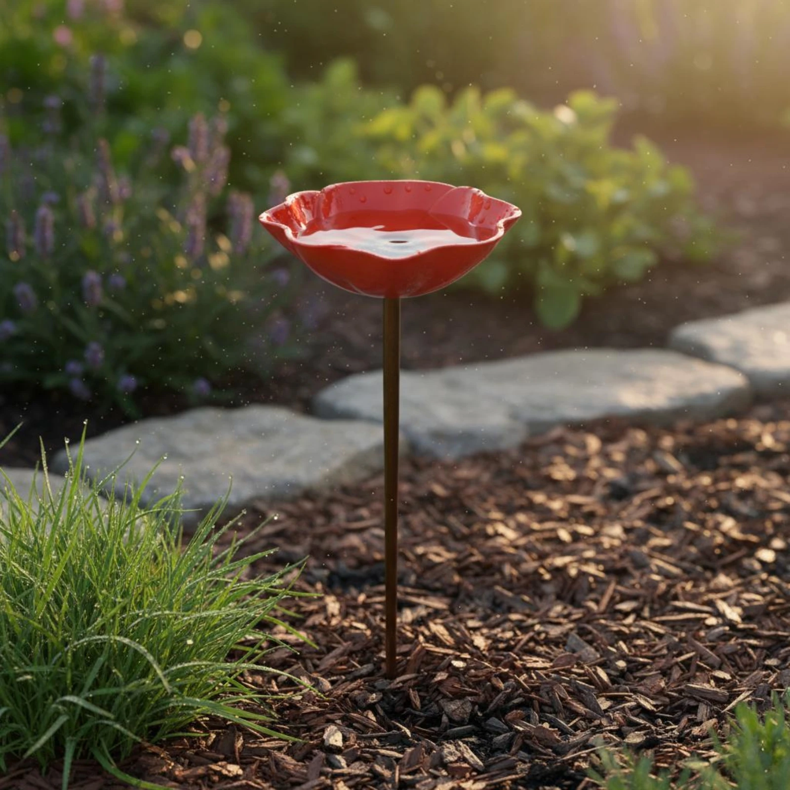 Metal Flower Garden Stake Handmade Decorative Flower Garden Stake Outdoor Decor Bright Colors Weather Resistant
