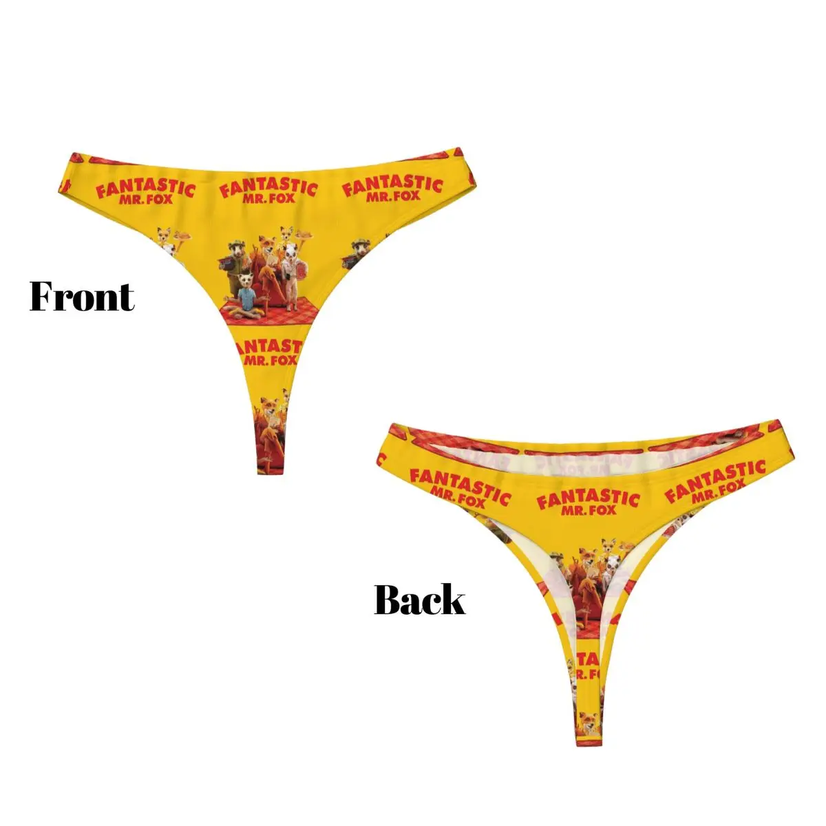 Custom Fantastic Mr Fox Movie Poster G-string Panties Breathable Women Stretch Thongs Comfort Underwear