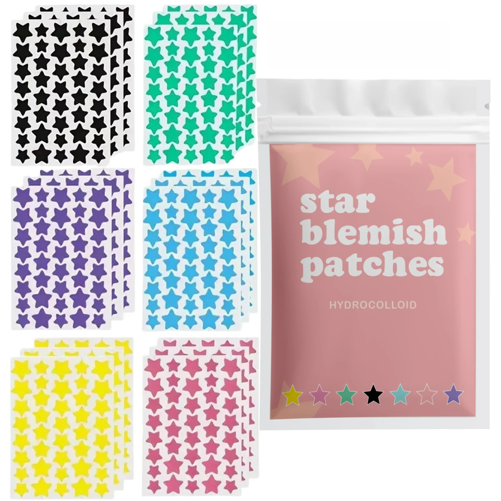 pieces of multi-color star acne , facial acne patches, concealer acne , and pimples , ultra-thin