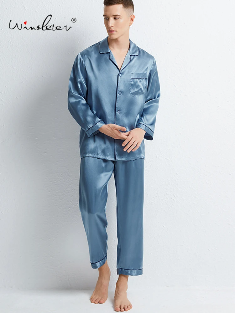 

Winsleter, Casual 2 Piece Pajamas Set, Men Long Sleeve Top Pants, Simplicity Comfortable Basic Homewear, Summer Fall S47053QC