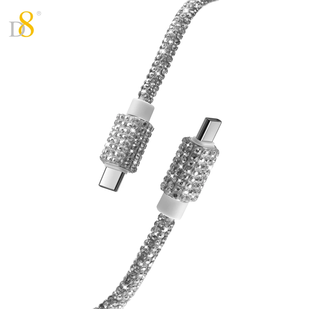 D8 60W USB C to USB C Cable Fast Charging,  Crystal Decoration,Diamond Shine, Compatible with iPhone 15/Pro/Plus/Pro Max, MacBoo