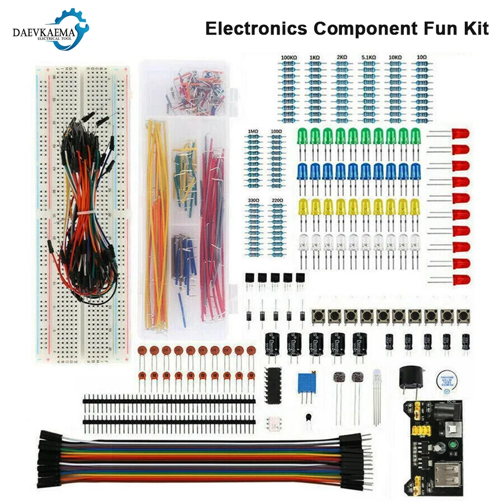 Electronic Components Electrolytic Capacitor Resistor LED 830 Hole Breadboard Kit MB-102 for UNO R Component Pack Beginner Start
