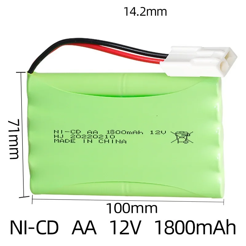 Batterie NiCd 12V, 1800mAh, pour bateau RC, jouet, camion-citerne