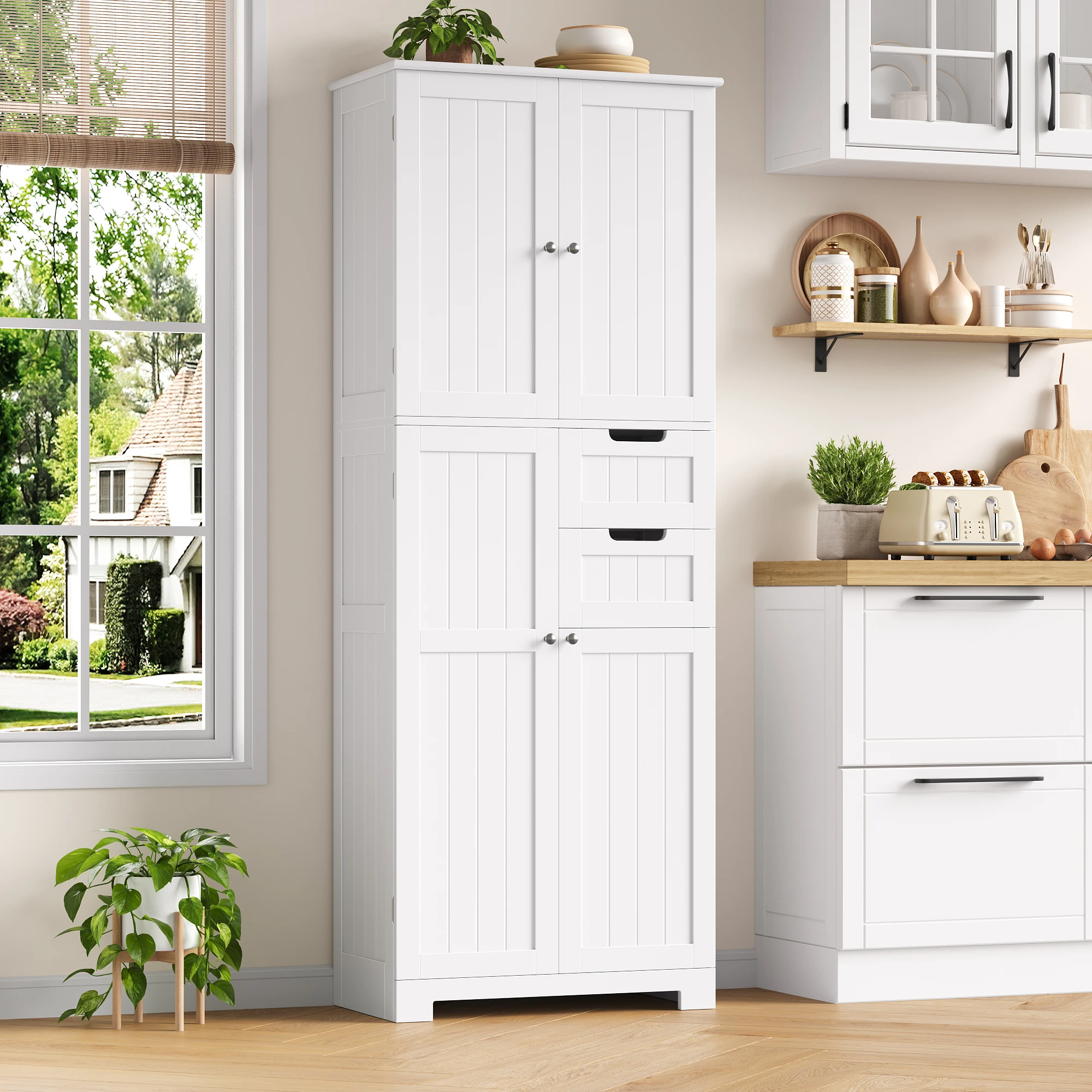 Bathroom wardrobe High bathroom wardrobe high wardrobe with 4 doors and 2 drawers kitchen wardrobe high for living room kitchen dining room B