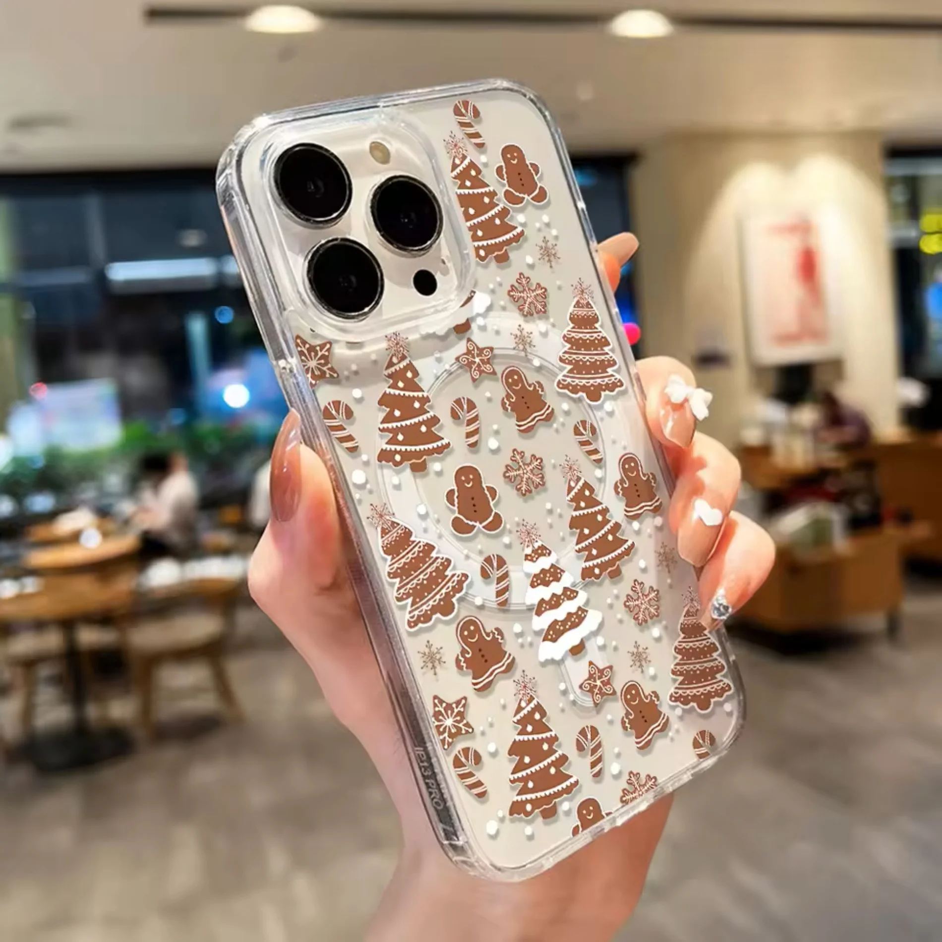 Funda protectora con diseño de árbol de Navidad para iPhone 18, 17, 16, 15, 14, 13, 12, 11 Pro, XS Max, X, 17e, Air, Mini, con cubierta transparente y cierre magnético. Ideal como regalo navideño.
