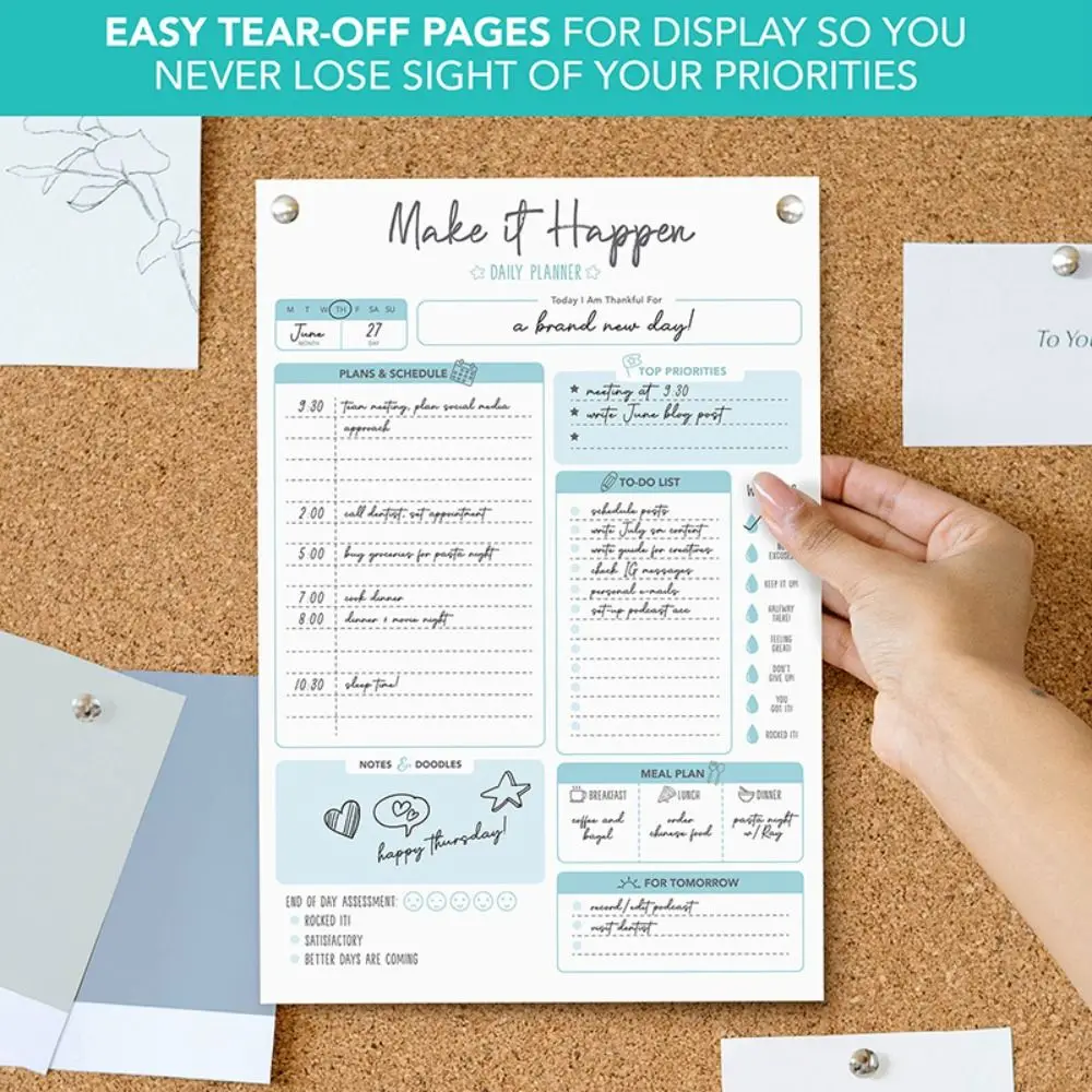 

Cute Notebook 52 Sheets To Do List Notepad Easy Tear-off Portable A5 Agenda Planner Memo Time Schedule Schedules Journal Agenda