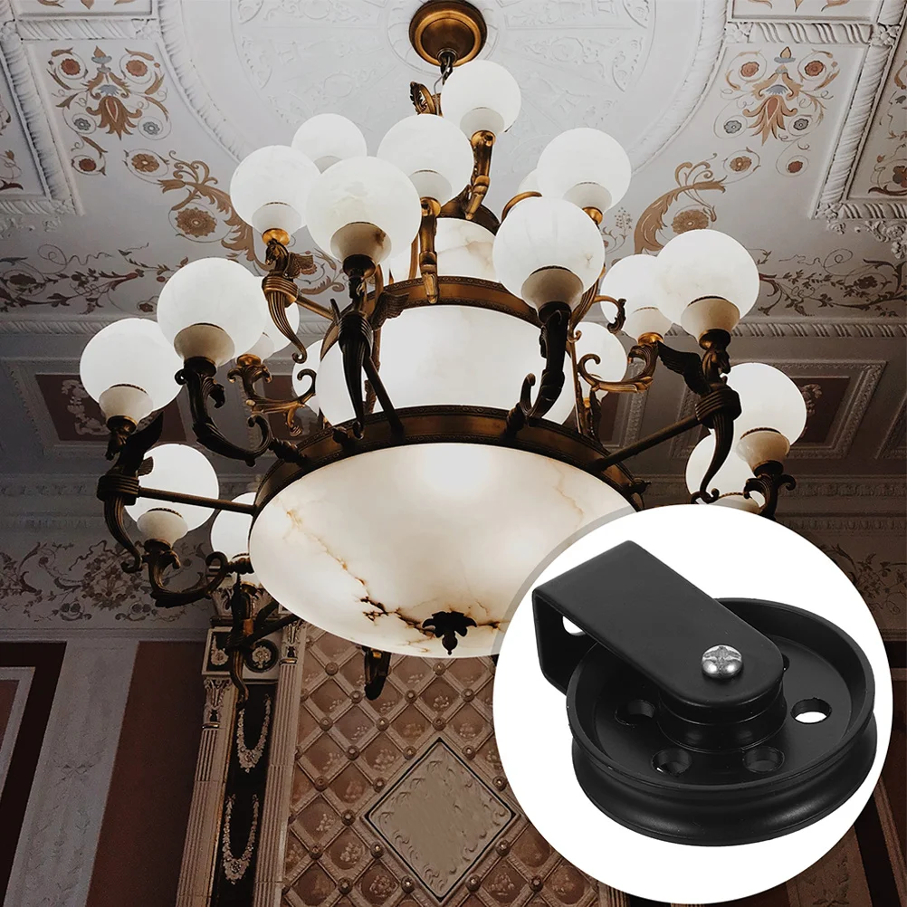 

2Pcs Black Industrial Ceiling Mount Lamp Pulley Vintage American Design Heavy Duty Light Pulley System for Pendant Lighting