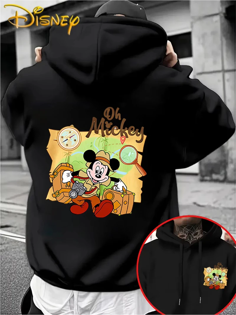 

Мужская толстовка с Микки Маусом Disney, осень-зима, повседневный пуловер унисекс, спортивный костюм, одежда с капюшоном, уличная одежда большого размера