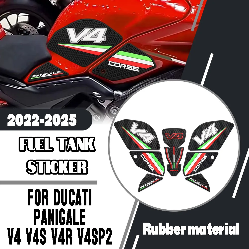 For DUCATI PANIGALE V4 V4S V4R V4SP2 2022-2025 Motorcycle Rubber Fuel Tank Protection Sticker Knee Pad Scratch Resistant Pad