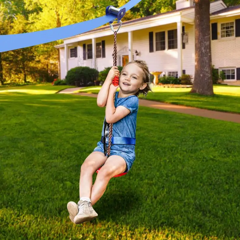 ZipLine Kits Wear-resistant Slider Zipline Pulley Kit Backyard Adventurous Obstacle Course Accessories Kids SliderLine Kit