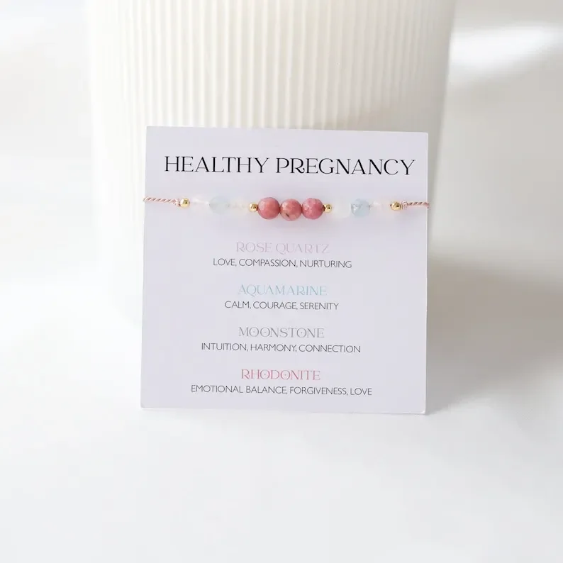 Healthy Pregnancy bracelet | New Mom bracelet, Gift for Mom, Pregnancy support, birth crystal, looking forward to Mom's gift