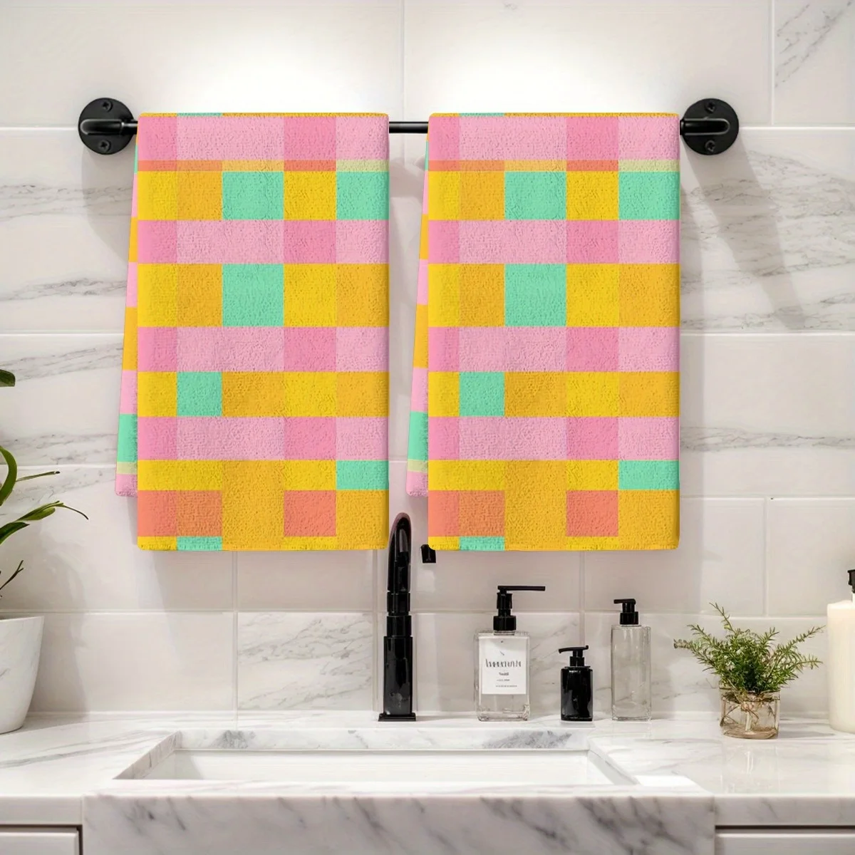 

2 шт., мягкие впитывающие кухонные полотенца, полотенце для посуды, геометрическая решетка, тряпки для посуды, праздничная сухая ткань для кухни, украшение дома