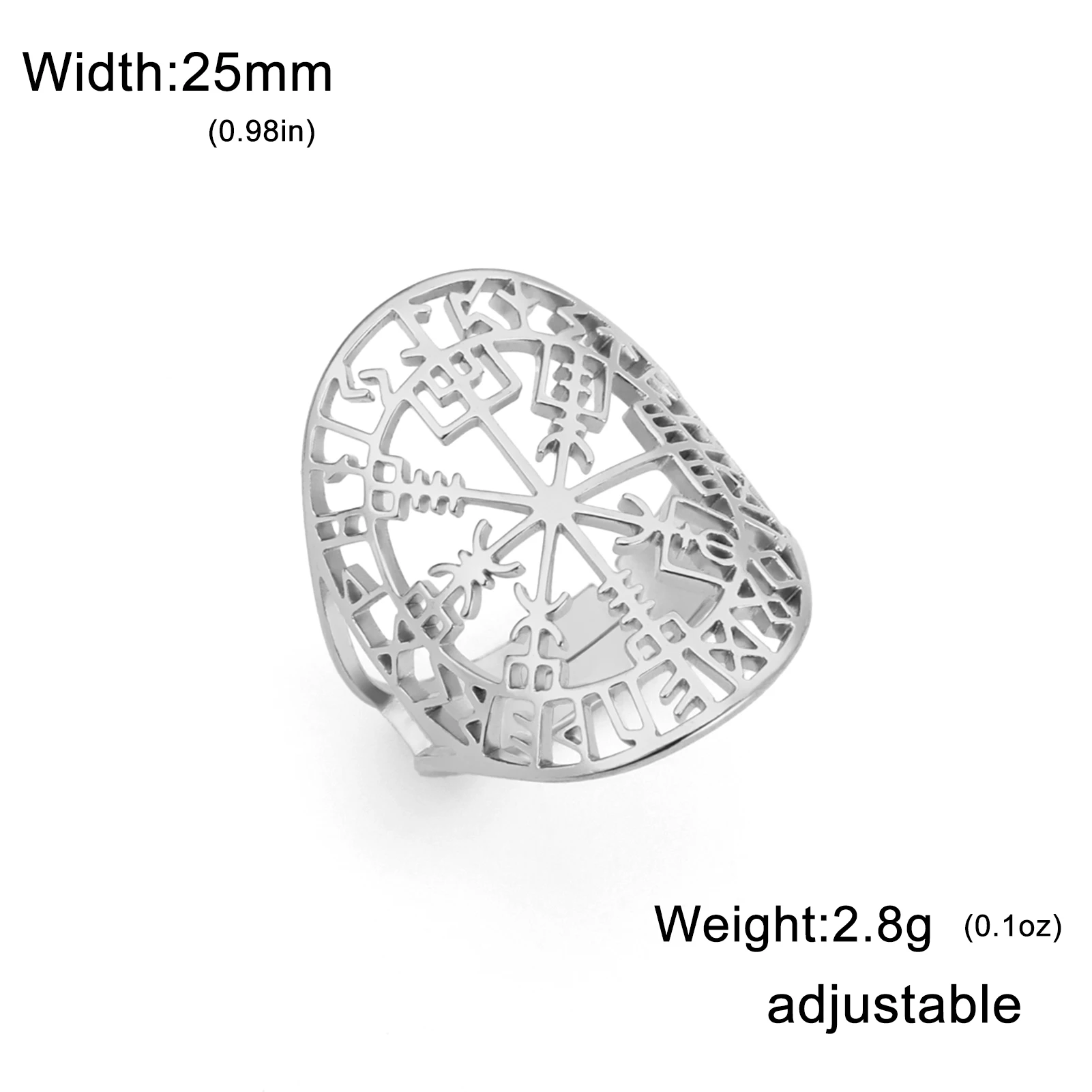 LIKGREAT Viking Runes Ring Vegvisir Symbol Stainless Steel Rings Compass Norse Rune Jewelry Gladiator Pagan Asatru Heathen Gift