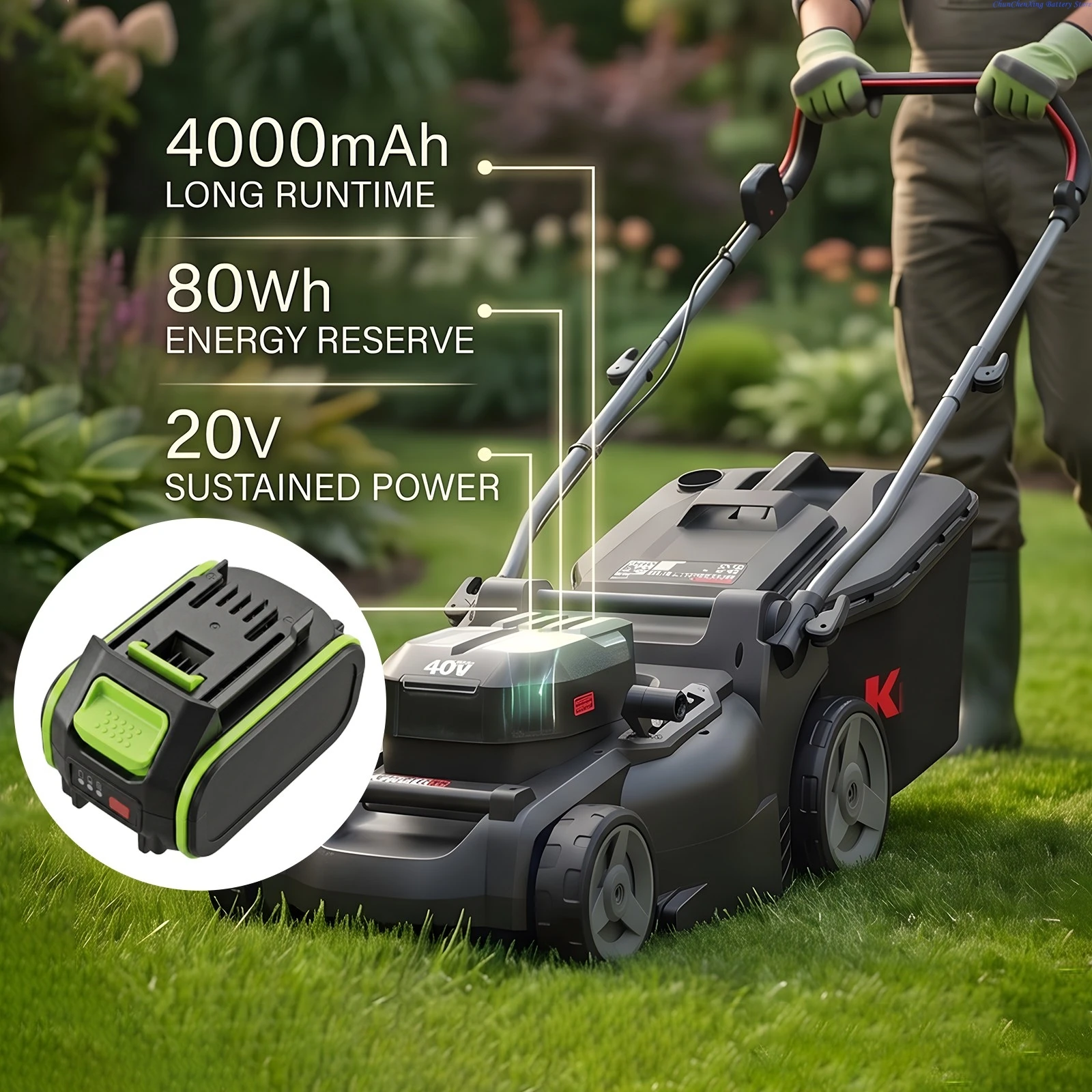 Cameron Sino 20V 4000mAh Replacement Lawn Mowers Battery for Kress 40V Cordless Push 40 V 37 cm 60V 46 CM KG340 KG340.9 KG745.9
