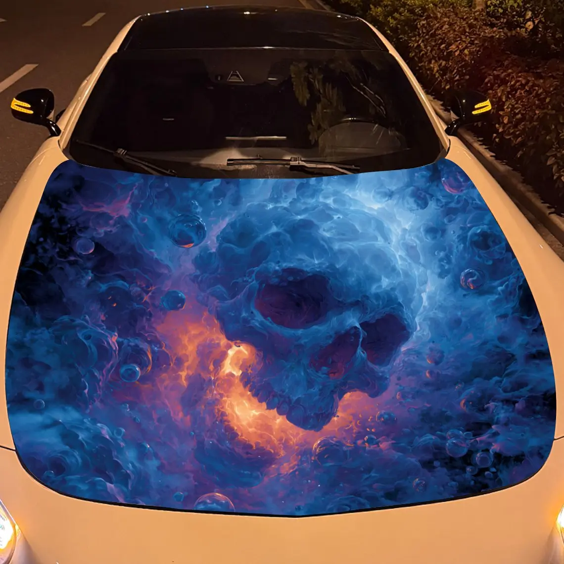 Autocollants crâne avec flammes dans sa bouche, autocollants pour couvertures de voiture, pour décorer les couvertures de voiture, autocollants en vinyle pour voitures, suv et