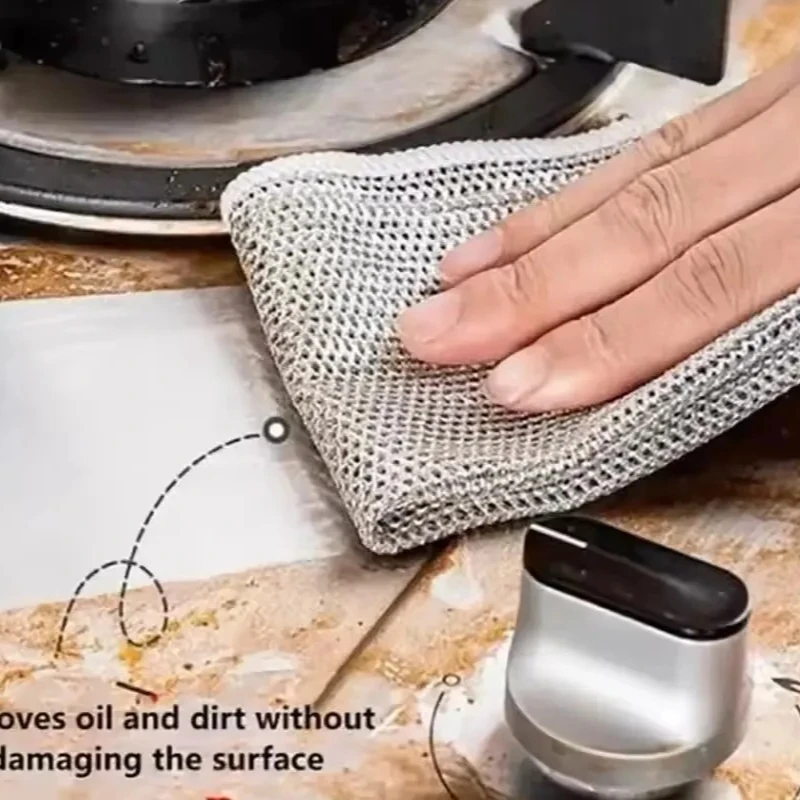 1/5/8 PCS Double-sided Silver Thread Dish Cloth Dish Towel Kitchen Stove Brush Dish Washing Pot Washing