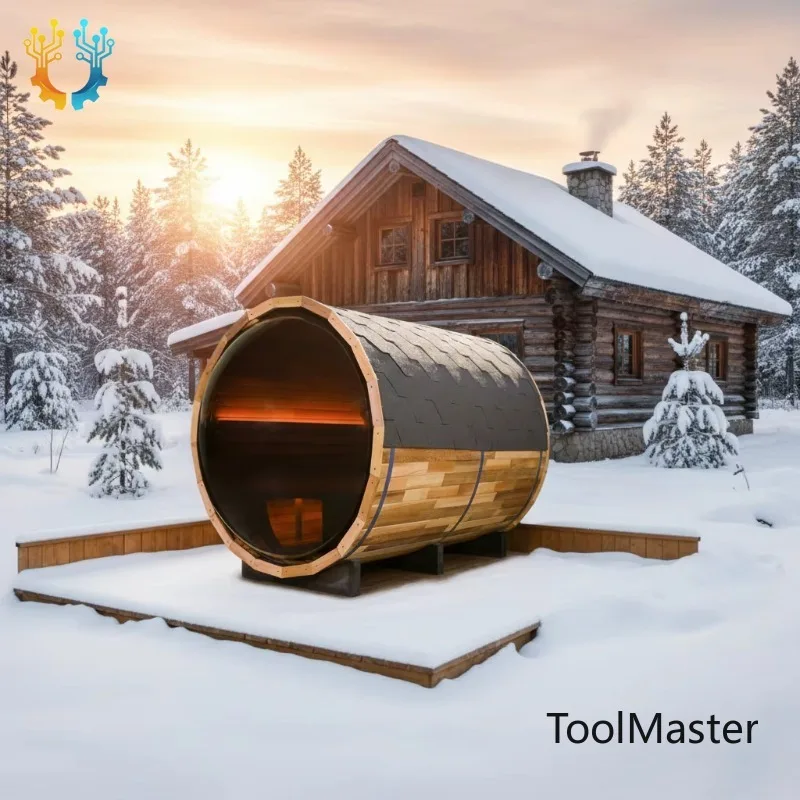 【2026】Best Sale Panoramic Window Cedar Wet Steam Barrel Sauna 6 Person With Wood Burning /Electric Stove Heater For Outdoor