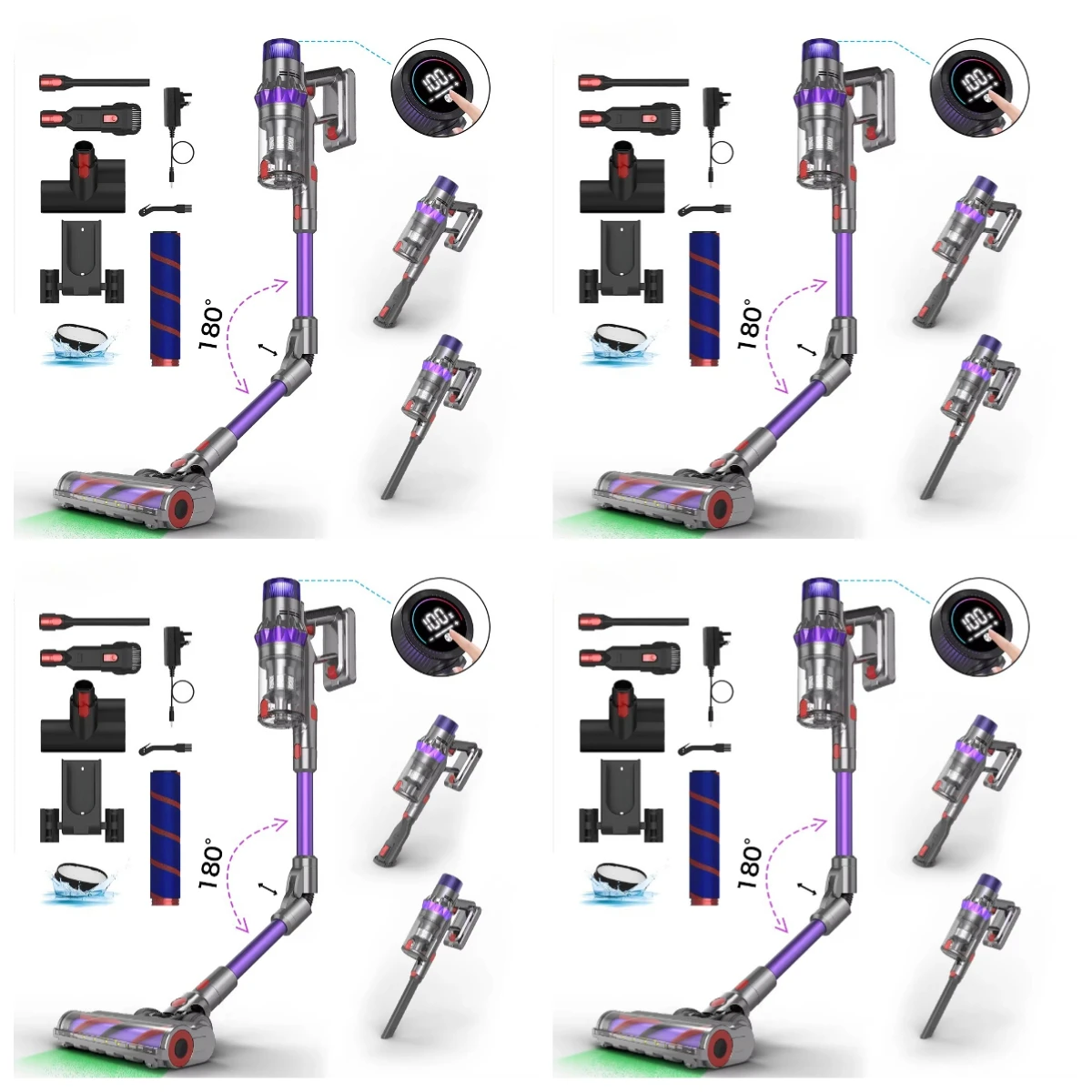 

S7-YL LED Portable Upright Cordless Stick Vacuum Cleaner Handheld Automatic Rechargeable Smart Battery Brushless Motor for RV