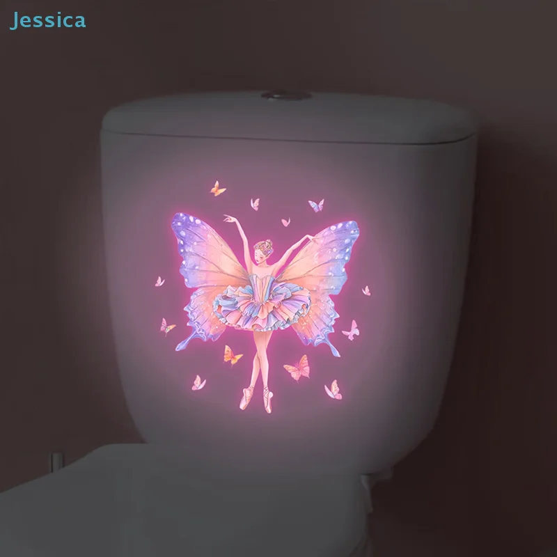 ♥Glow-in-the-Dark Ballerina Wall Sticker - Luminous Butterfly Fairy Decal for Girls Room Decor