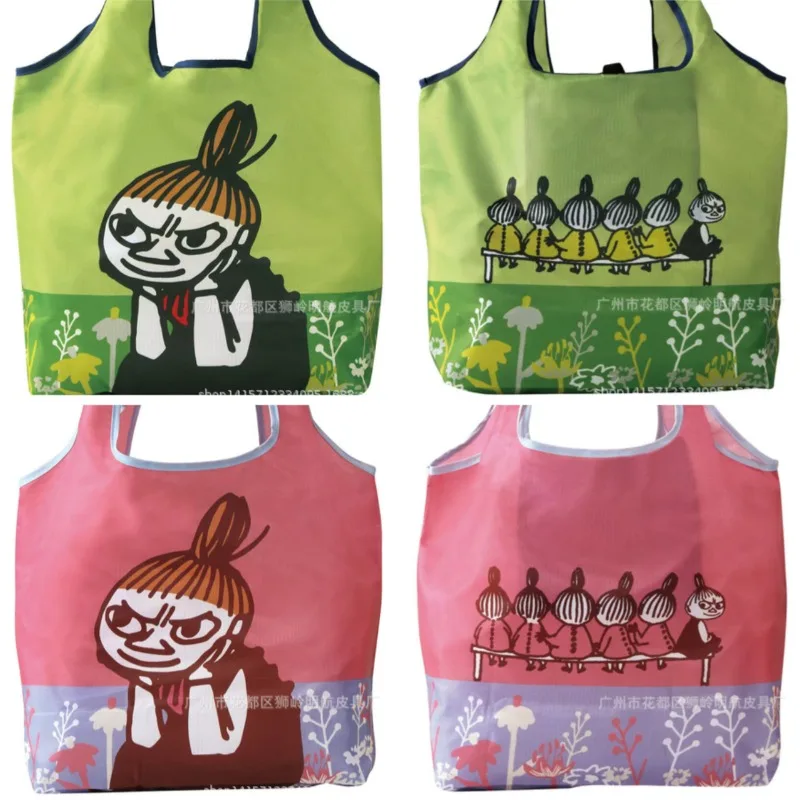 Kawaii Anime Moomins Series Foldable Shopping Bag Cartoon Role Cute Creativity Printed Large Capacity and Lightweight Handbag