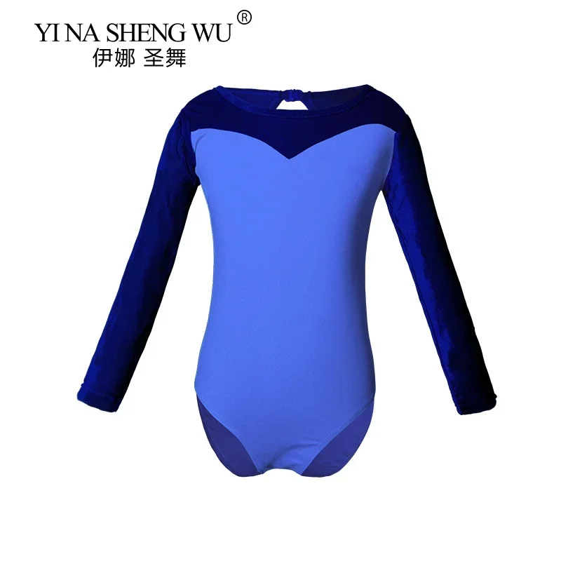 Collant de ginástica para dança de balé, para meninas, crianças, manga longa, roupa de dança de balé, body de algodão em forma de gota, traje de dança traseira