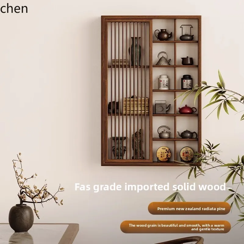 YFY  Modern Visual  Wall-Mounted Curio Cabinet New Chinese Style Multi-Treasure Cabinet Tea Room Tea Set Storage Rack New Model